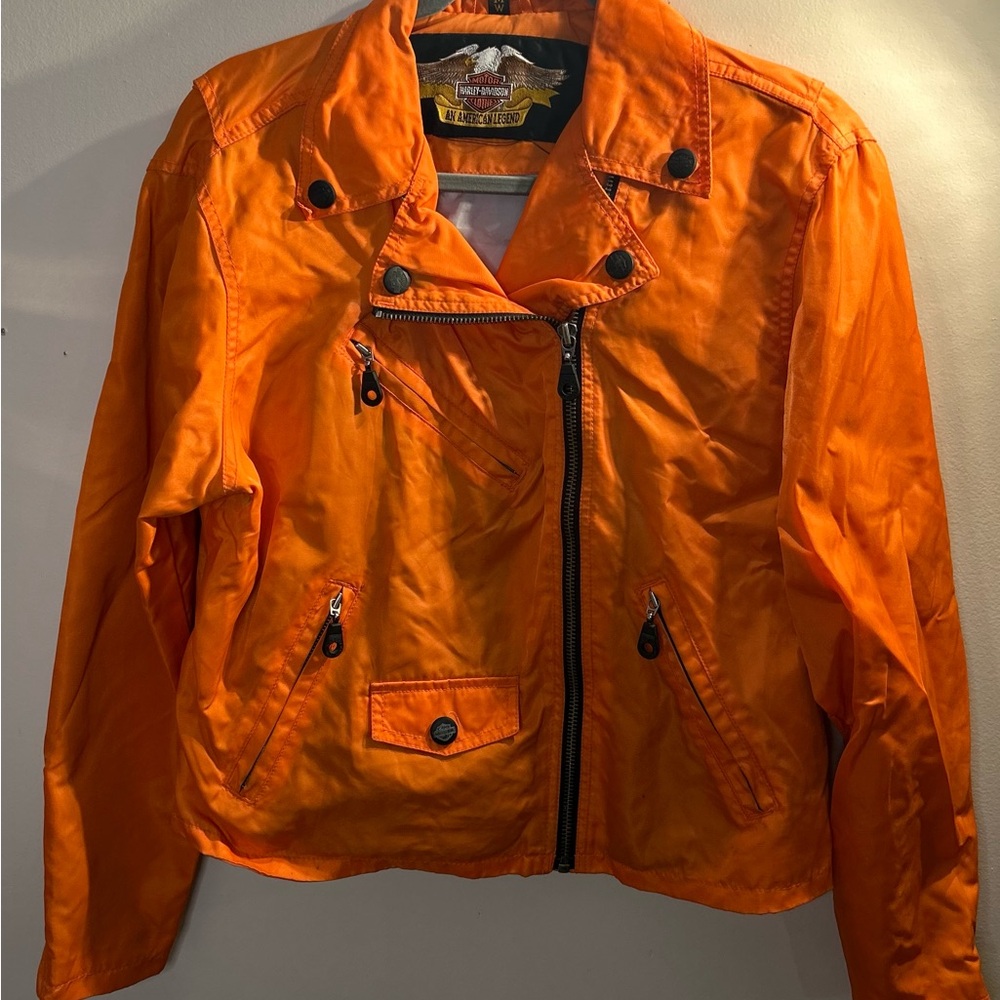 Harley-Davidson satin Orange Women's Jacket zip up